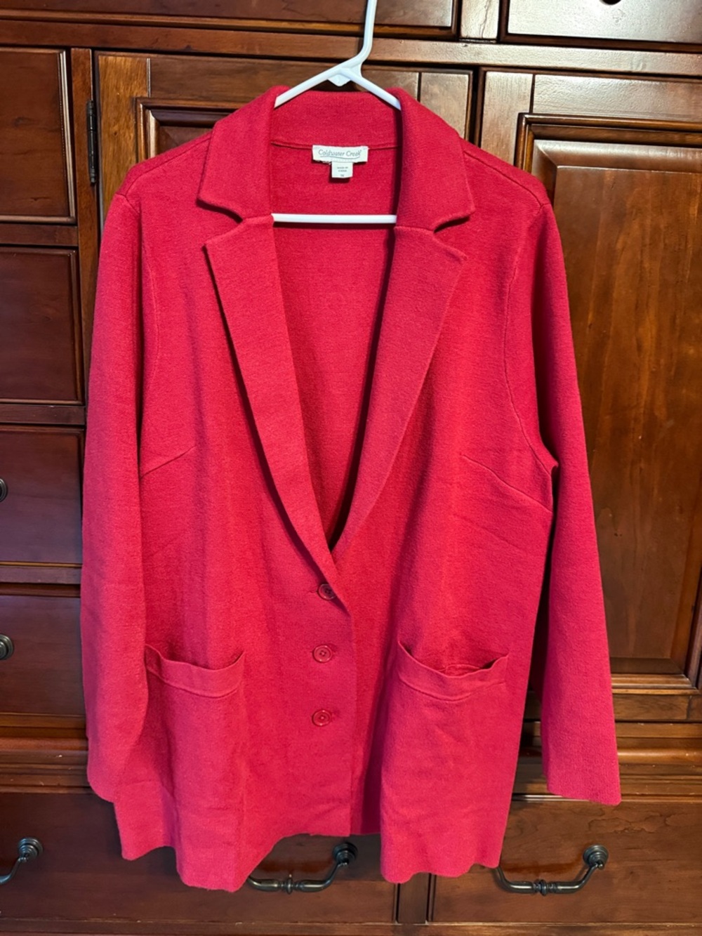 Coldwater Creek Vibrant Red Knit Open-Front Blazer, 1X